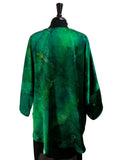 Hand Painted & Hand Constructed Beautiful Emerald Silk Kimono Jacket