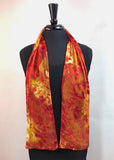 8x54 Devore Satin Hand Painted Silk Scarf with Fall Colors, Brilliant and Beautiful!
