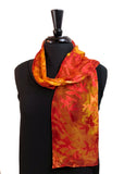 8x54 Devore Satin Hand Painted Silk Scarf with Fall Colors, Brilliant and Beautiful!