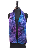 8x54 Turquoise, Magenta & Purple Hand Painted Abstract Devore Satin Silk Scarf