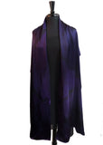 22x90 Original, One of a Kind Hand Painted Deep Purple Oriana Elegance Shawl