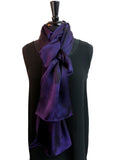 22x90 Original, One of a Kind Hand Painted Deep Purple Oriana Elegance Shawl