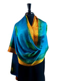 22" x 90"  Original, One of a Kind Hand Painted Darcy Rappahannock River Multi Colored Shawl