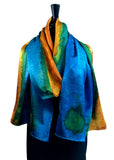 22" x 90"  Original, One of a Kind Hand Painted Darcy Rappahannock River Multi Colored Shawl