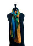 22" x 90"  Original, One of a Kind Hand Painted Darcy Rappahannock River Multi Colored Shawl
