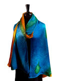 22" x 90"  Original, One of a Kind Hand Painted Darcy Rappahannock River Multi Colored Shawl