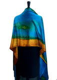 22" x 90"  Original, One of a Kind Hand Painted Darcy Rappahannock River Multi Colored Shawl