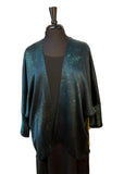 Silk Charmeuse One of a Kind Kimono Jacket with Free Hand Drawn Hibiscus