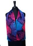 8" x 54" Silk Charmeuse Abstract Turquoise, Magenta, Purple & Lavender One of a Kind Hand Painted Unique Scarf