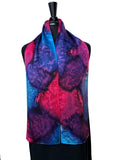 8" x 54" Silk Charmeuse Abstract Turquoise, Magenta, Purple & Lavender One of a Kind Hand Painted Unique Scarf