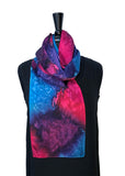 8" x 54" Silk Charmeuse Abstract Turquoise, Magenta, Purple & Lavender One of a Kind Hand Painted Unique Scarf