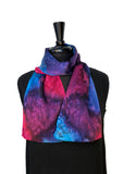 8" x 54" Silk Charmeuse Abstract Turquoise, Magenta, Purple & Lavender One of a Kind Hand Painted Unique Scarf