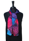 8" x 54" Silk Charmeuse Abstract Turquoise, Magenta, Purple & Lavender One of a Kind Hand Painted Unique Scarf