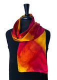 8" x 54" Silk Charmeuse Magenta, Gold, Yellow and Tangerine, the colors of a Lily, a Hand Painted Silk Scarf