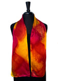 8" x 54" Silk Charmeuse Magenta, Gold, Yellow and Tangerine, the colors of a Lily, a Hand Painted Silk Scarf