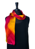 8" x 54" Silk Charmeuse Magenta, Gold, Yellow and Tangerine, the colors of a Lily, a Hand Painted Silk Scarf