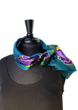 8" x 54" Hand Painted by Brush Silk Satin with Purple Bearded Irises on a Teal Background