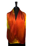 11 x 60 Silk Charmeuse Abstract Gold & Tangerine Silk Scarf