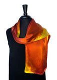 11 x 60 Silk Charmeuse Abstract Gold & Tangerine Silk Scarf