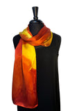 11 x 60 Silk Charmeuse Abstract Gold & Tangerine Silk Scarf