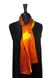 11 x 60 Silk Charmeuse Abstract Gold & Tangerine Silk Scarf