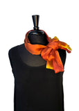 11 x 60 Silk Charmeuse Abstract Gold & Tangerine Silk Scarf