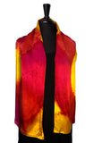 11 x 60 Hand Painted Abstract Gold, Magenta & Tangerine Silk Charmeuse Scarf