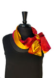 11 x 60 Hand Painted Abstract Gold, Magenta & Tangerine Silk Charmeuse Scarf