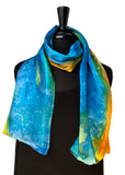11 x 60 Silk Charmeuse Hand Painted Scarf in the Darcy Rappahannock River Series