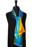 11 x 60 Silk Charmeuse Hand Painted Scarf in the Darcy Rappahannock River Series