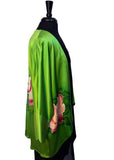 Original Hand Painted Kimono Silk Jacket with Freehand Drawn Magnolia Flowers, One Size Fits Most