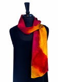 8 x 54 Hand Painted Abstract Gold, Magenta & Tangerine Silk Charmeuse Scarf
