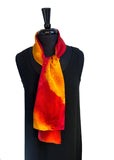 8 x 54 Hand Painted Abstract Gold, Magenta & Tangerine Silk Charmeuse Scarf