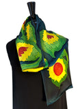 8 x 54 Hand Painted Marliana Sunflower Silk Charmeuse Scarf