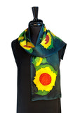8 x 54 Hand Painted Marliana Sunflower Silk Charmeuse Scarf