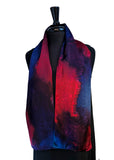 8" x 54" Silk Charmeuse Abstract Turquoise, Magenta, Purple & Lavender One of a Kind Hand Painted Unique Elegant Scarf