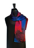 8" x 54" Silk Charmeuse Abstract Turquoise, Magenta, Purple & Lavender One of a Kind Hand Painted Unique Elegant Scarf