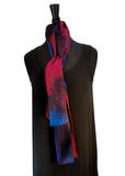 8" x 54" Silk Charmeuse Abstract Turquoise, Magenta, Purple & Lavender One of a Kind Hand Painted Unique Elegant Scarf