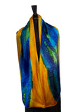 14" x 72"  Original, One of a Kind Hand Painted Darcy Rappahannock River Multi Colored Shawl