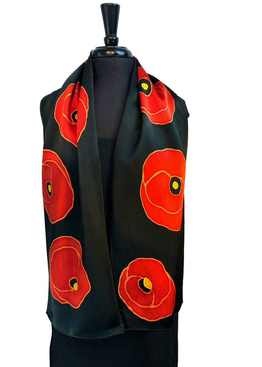 Hand painted offers Charmeuse silk scarf 14