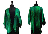 Hand Painted & Hand Constructed Beautiful Emerald Silk Kimono Jacket