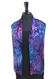 8x54 Turquoise, Magenta & Purple Hand Painted Abstract Devore Satin Silk Scarf