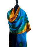 22" x 90"  Original, One of a Kind Hand Painted Darcy Rappahannock River Multi Colored Shawl