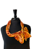 8x54 Devore Satin Hand Painted Silk Scarf with Rust and Gold, Brilliant and Beautiful!