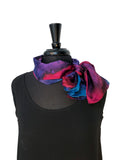 8" x 54" Silk Charmeuse Abstract Turquoise, Magenta, Purple & Lavender One of a Kind Hand Painted Unique Scarf