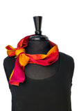 8" x 54" Silk Charmeuse Magenta, Gold, Yellow and Tangerine, the colors of a Lily, a Hand Painted Silk Scarf