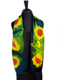 11" x 60" Hand Painted Marliana Sunflower Silk Satin Scarf