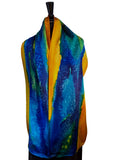 14" x 72"  Original, One of a Kind Hand Painted Darcy Rappahannock River Multi Colored Shawl
