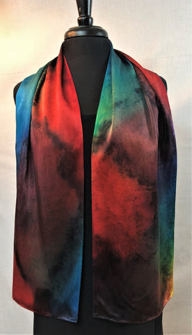 Abstract Silk Charmeuse 11"x60" Scarf in the Kristen' Rainbows Series.